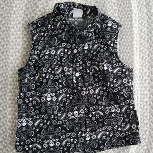 Black and grey with skull print vest